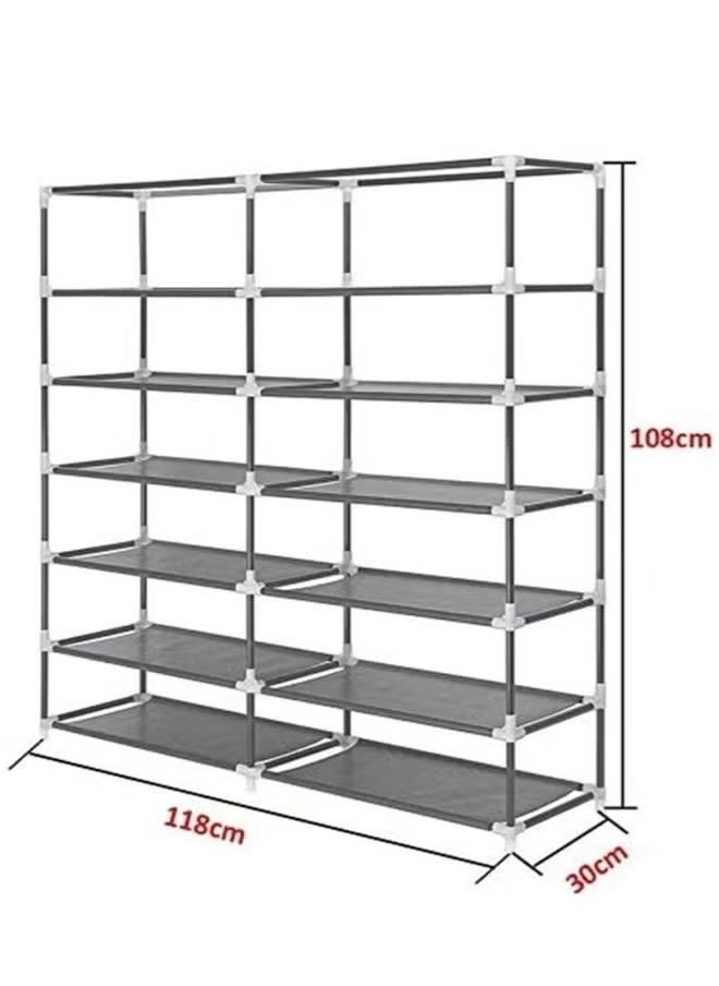Generic Double-row 6-layer shoe rack, non-woven fabric cover shoe storage cabinet, corridor, doorway, living room shoe rack brown  - Image 3