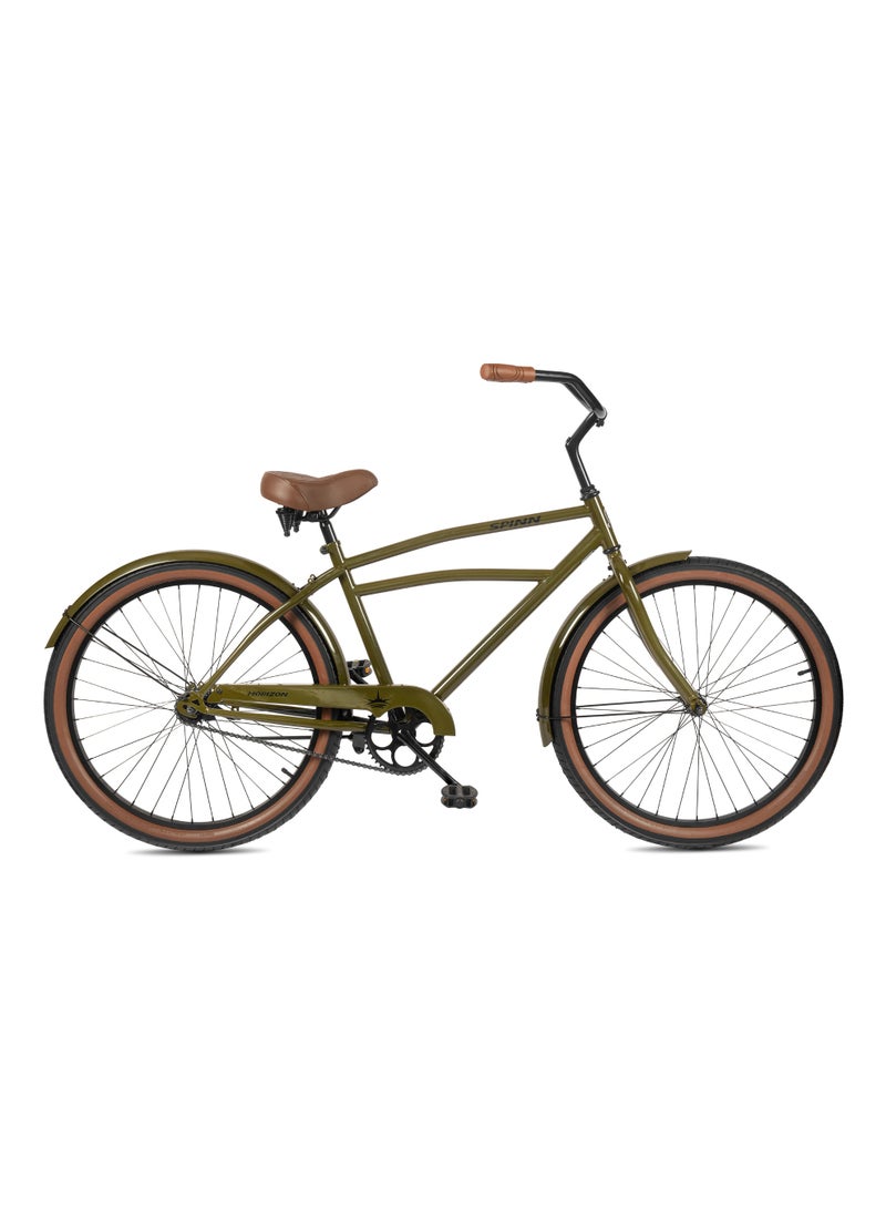 SPINN Horizon 1-Speed Men's Urban Cruiser Bike - 26 Inch Wheel, Olive - Image 1
