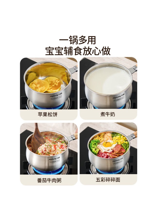 Joyoung 316l Stainless Steel Milk Pot 0 Coating Baby Food Supplement Pot Yukihira Pot Instant Noodle Small Milk Pot Soup Pot With Steamer 20cm - Image 2