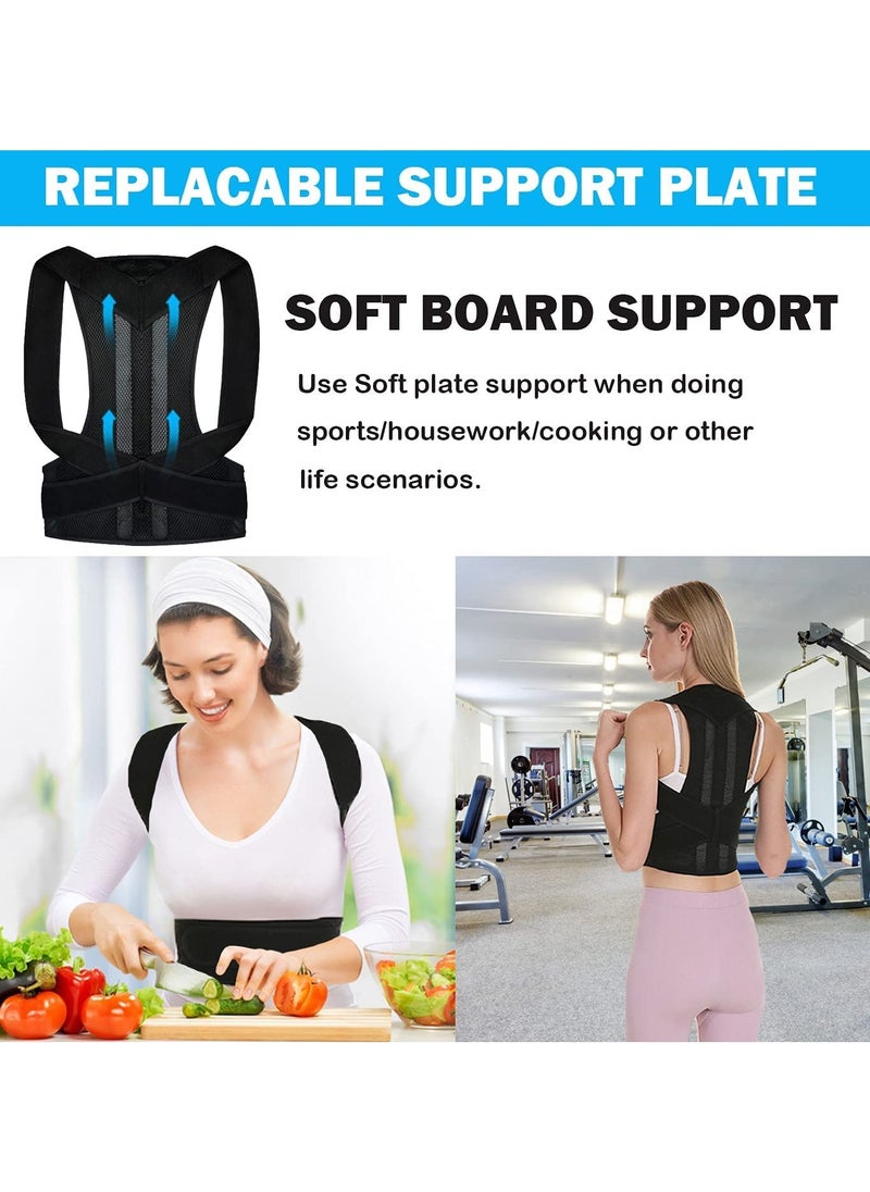 Posture correction belt for men and women, back support posture correction belt with breathable adjustable shoulder straps for improved lumbar support belt