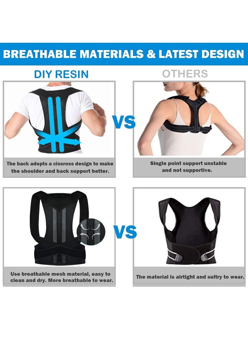 Posture correction belt for men and women, back support posture correction belt with breathable adjustable shoulder straps for improved lumbar support belt