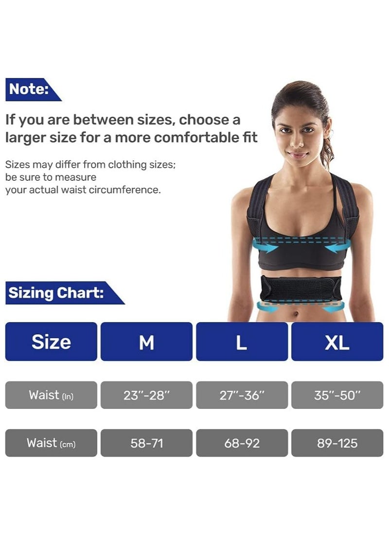 Posture correction belt for men and women, back support posture correction belt with breathable adjustable shoulder straps for improved lumbar support belt