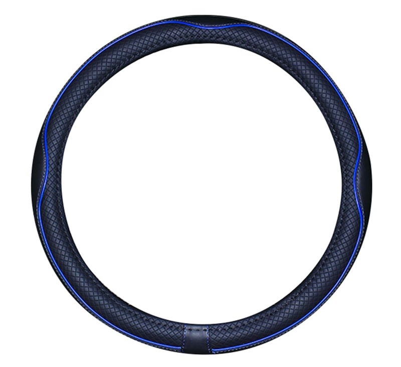 Mayco Bell Large Size Steering Wheel Cover Anti-Slip,Safety,Soft,Breathable,Durable,Full Surround,Comfortable Grip Microfiber Leather (15.5-16 inch, Black Dark Blue) - Image 4
