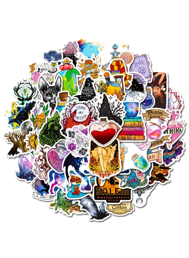 NIBEMINENT 50 Pcs Medieval Magic Deco Kit Waterproof Stickers, High Definition Printing Bright Colors, Suitable for Laptop Skateboard Luggage Water Bottle Guitar DIY - Image 1