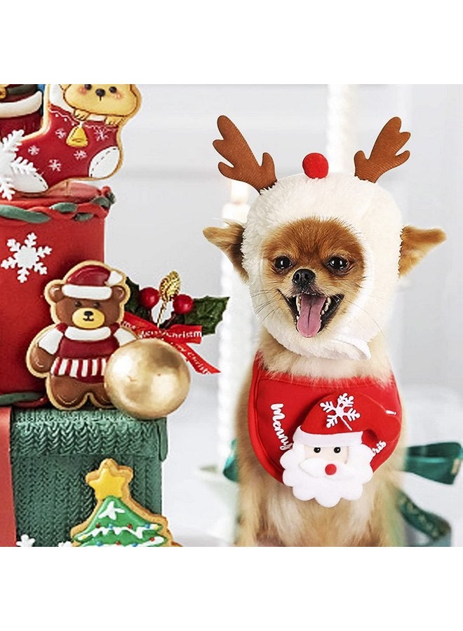 NICEYST Dog Christmas Bandana Santa Hat Plush Xmas Tree Elk Antler Cap Santa Reindeer Saliva Towel Bib Adjustable Christmas Costume Outfit for Pet Cat Small Dogs Puppies Kitten… - Image 4