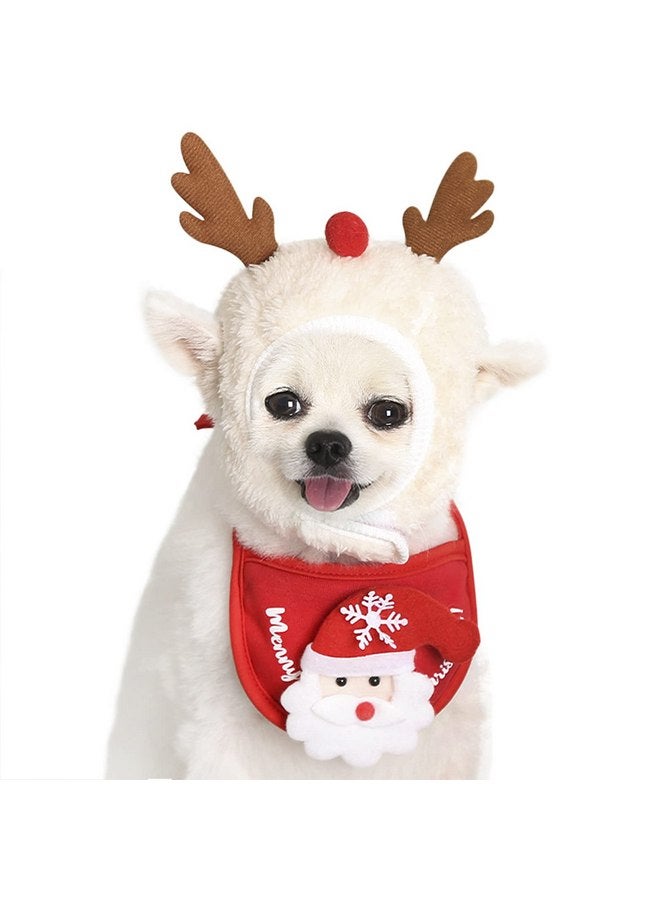 NICEYST Dog Christmas Bandana Santa Hat Plush Xmas Tree Elk Antler Cap Santa Reindeer Saliva Towel Bib Adjustable Christmas Costume Outfit for Pet Cat Small Dogs Puppies Kitten… - Image 1