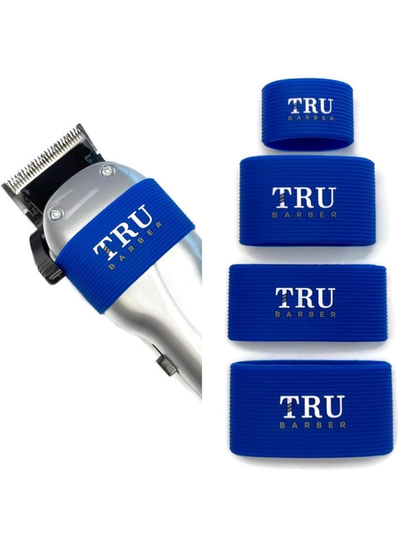 TRU BARBER TRU BARBER Clipper Bands 4 PCS Clipper Sleeve for Barbers Clipper Sleeve for Barber Tools Non Slip Heat Resistant Blue 