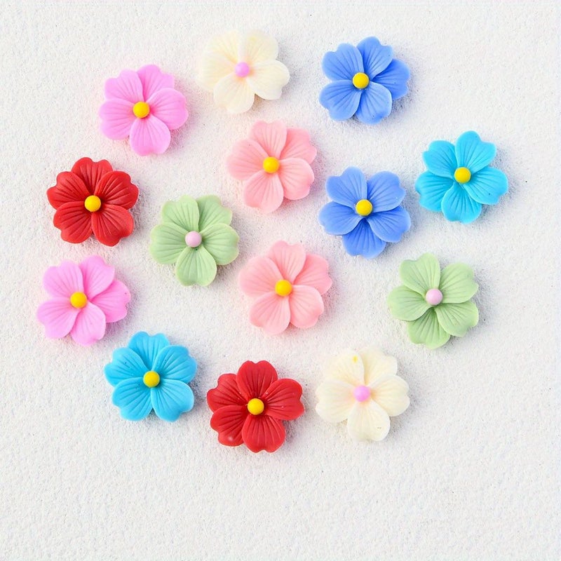 20 Blue Flatback Resin Flowers With Yellow Centers For Jewelry Making And Craft Embellishments 20pcs - Image 4