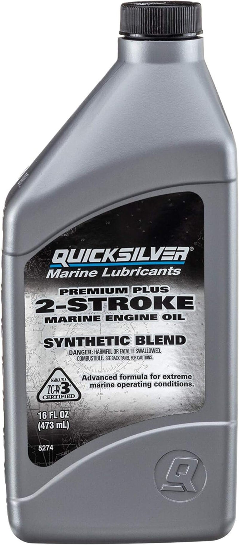 Quicksilver Premium Plus 2Stroke Synthetic Blend Marine Engine Oil 16oz
