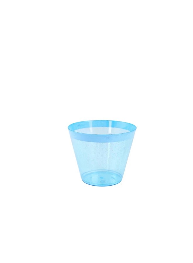 Printed LOGO 9oz Bronzing Color Plastic Cup Disposable Silver Wine Cup Western Food Cup Ice Cream Cup-Color:Blue Powder Blue Edge 270ML-Capacity:270ML—300ML  - Image 1
