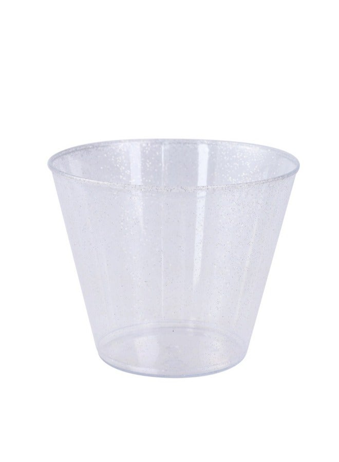 Printed LOGO 9oz Bronzing Color Plastic Cup Disposable Silver Wine Cup Western Food Cup Ice Cream Cup-Color:Blue Powder Blue Edge 270ML-Capacity:270ML—300ML  - Image 2
