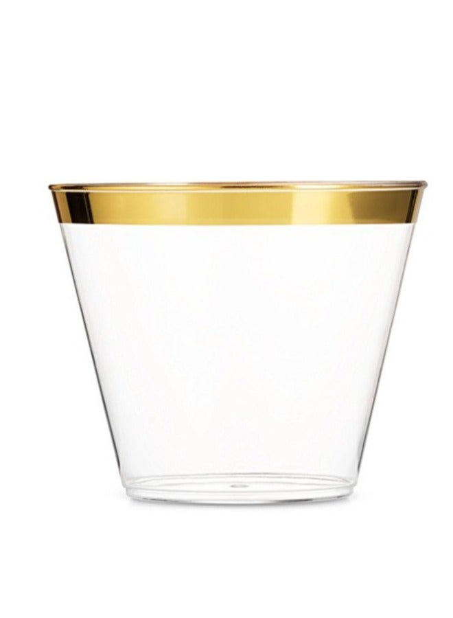 Printed LOGO 9oz Bronzing Color Plastic Cup Disposable Silver Wine Cup Western Food Cup Ice Cream Cup-Color:Blue Powder Blue Edge 270ML-Capacity:270ML—300ML  - Image 5