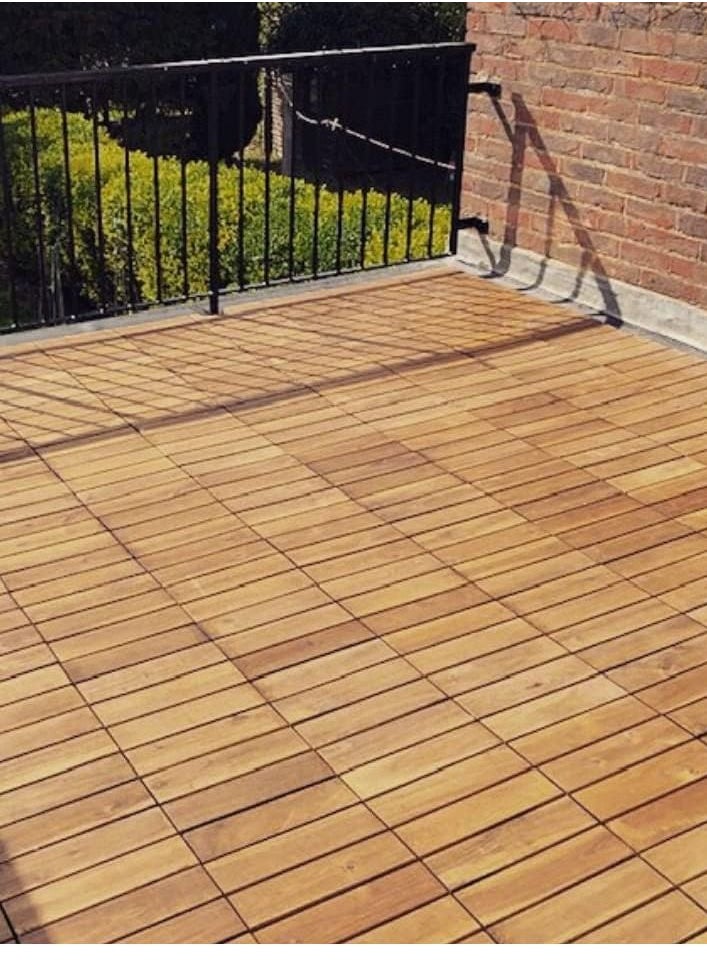 DubaiGallery Outdoor Walkway Tiles One Single Sample Tile - Deck Tiles Interlocking Outdoor Tiles Acacia Hardwood Flooring Interlocking Tile | Patio Flooring Outdoor Waterproof Balcony Decor Prefab Homes  - Image 1