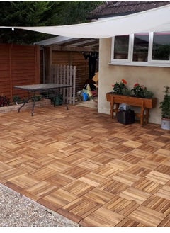 DubaiGallery Outdoor Walkway Tiles One Single Sample Tile - Deck Tiles Interlocking Outdoor Tiles Acacia Hardwood Flooring Interlocking Tile | Patio Flooring Outdoor Waterproof Balcony Decor Prefab Homes  - Image 2