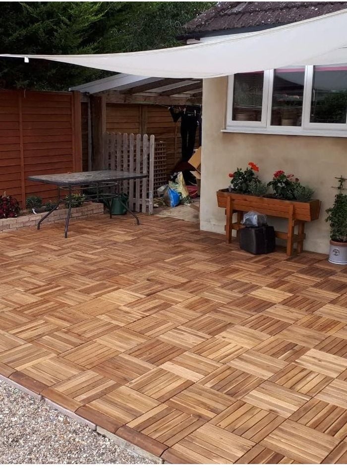 DubaiGallery Outdoor Walkway Tiles One Single Sample Tile - Deck Tiles Interlocking Outdoor Tiles Acacia Hardwood Flooring Interlocking Tile | Patio Flooring Outdoor Waterproof Balcony Decor Prefab Homes  - Image 2