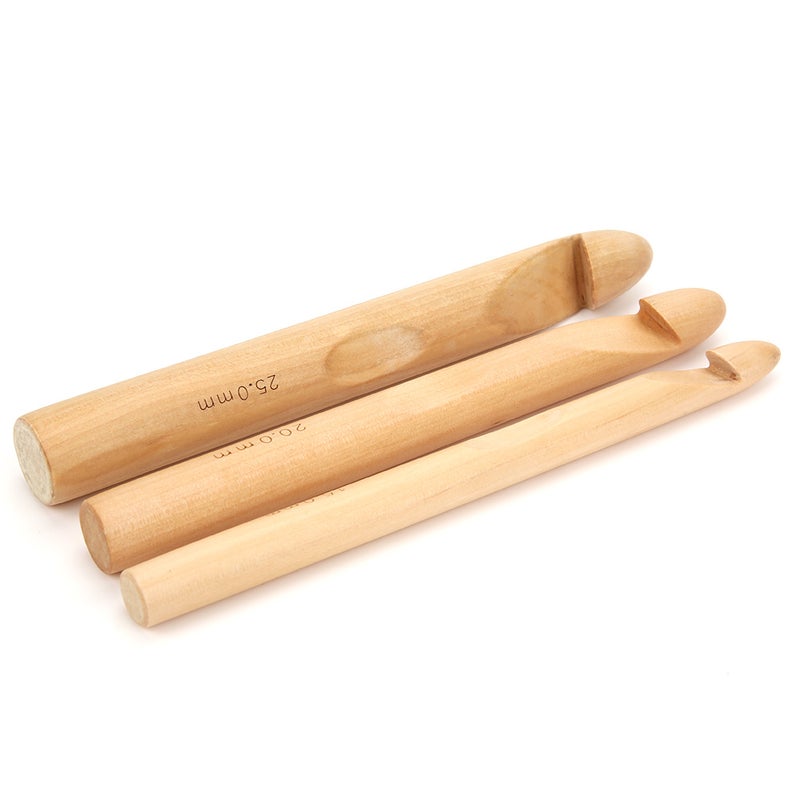 3pcs Large Thick Crochet Hook Wooden Knitting Needle Weaving Tool 15mm 20mm 25mm - Image 4
