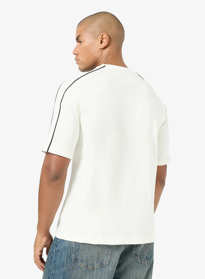 Seventy Five CREAM 220Gsm T-Shirt With Piping Detail On Sleeve for Men | Best Price UAE