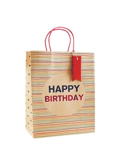 EuroWrap Eurowrap Kraft Birthday Stripes Large Bag 