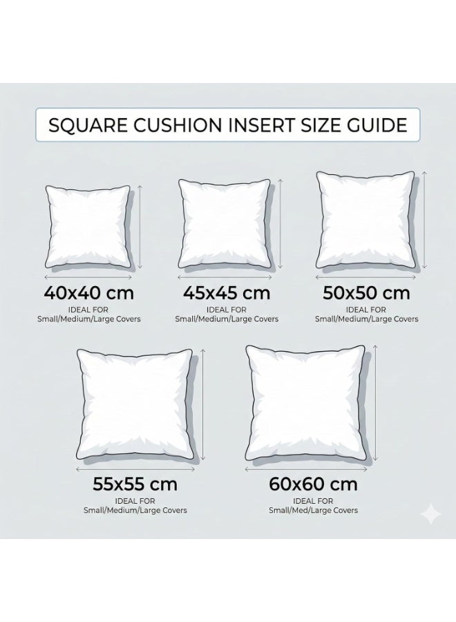 Cushion Inserts Pack of 2 – Square Throw Pillow Inserts for Sofa Couch Bed | Soft Fluffy Cushion Fillers | Decorative Pillow Inner Pads | White, 40 × 40 cm - Image 2