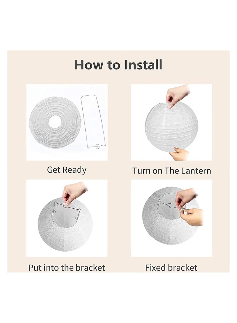 إيليلي فوانيس ورقية صينية يابانية، 10 قطع، فوانيس دائرية معلقة مزخرفة باللون الأبيض، مناسبة لأعياد الميلاد وحفلات الزفاف وحفلات الزفاف وديكور المنزل، 5 أحجام - Image 4