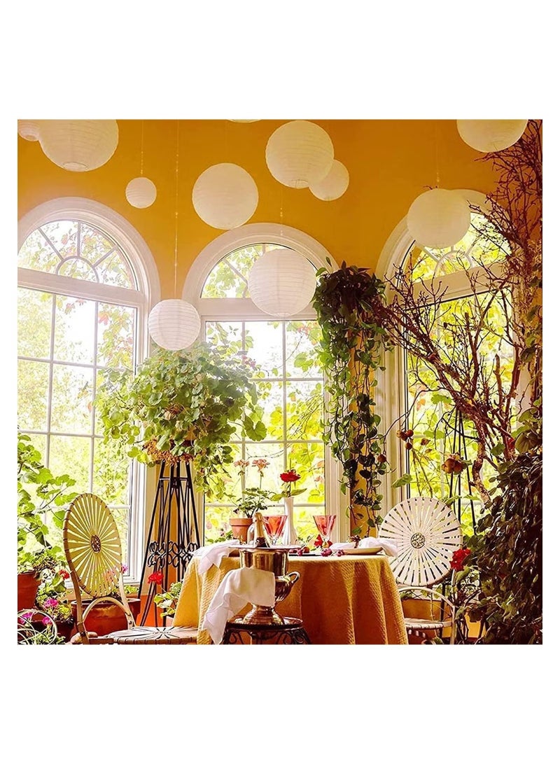 إيليلي فوانيس ورقية صينية يابانية، 10 قطع، فوانيس دائرية معلقة مزخرفة باللون الأبيض، مناسبة لأعياد الميلاد وحفلات الزفاف وحفلات الزفاف وديكور المنزل، 5 أحجام - Image 5