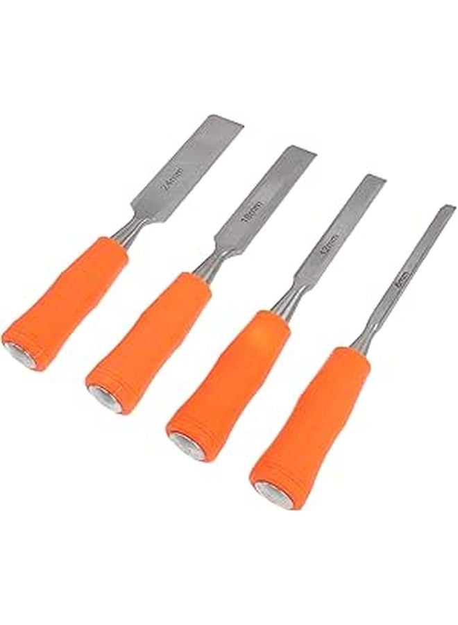 4Pcs Wood Chisel Set High Carbon Steel Plastic Handle 6 24mm Carving Tool - Image 1