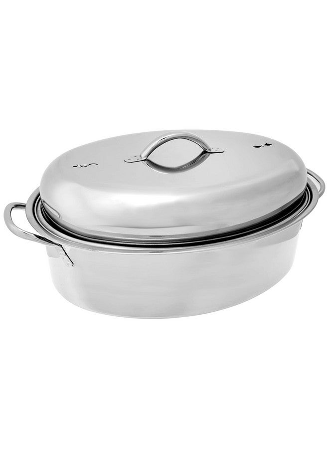 Fox Run Oval Roaster Set, Stainless Steel, 10-Quart - Image 1