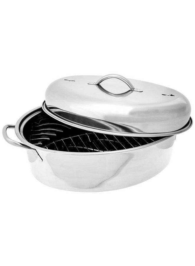 Fox Run Oval Roaster Set, Stainless Steel, 10-Quart - Image 4
