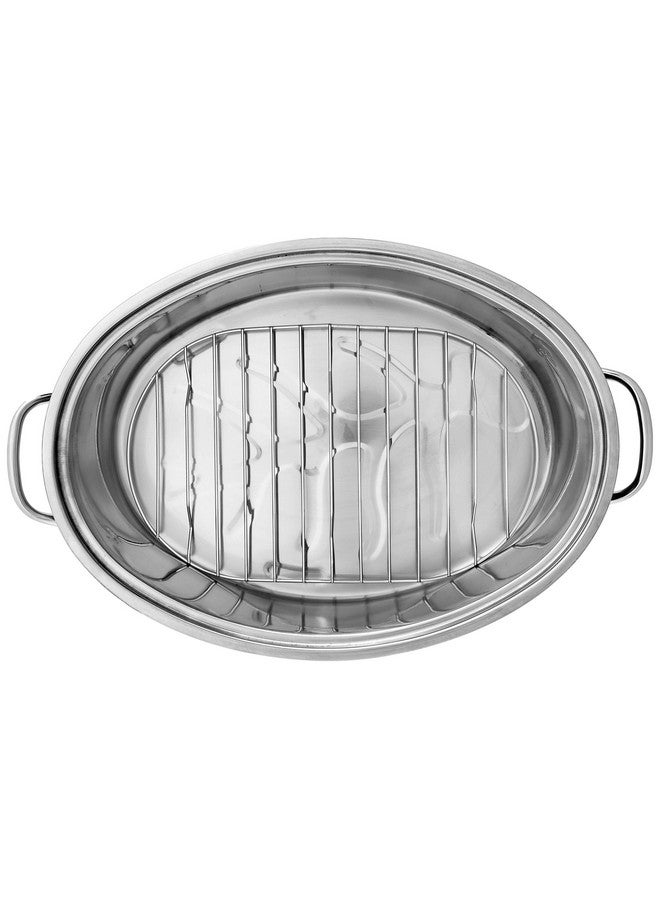 Fox Run Oval Roaster Set, Stainless Steel, 10-Quart - Image 3