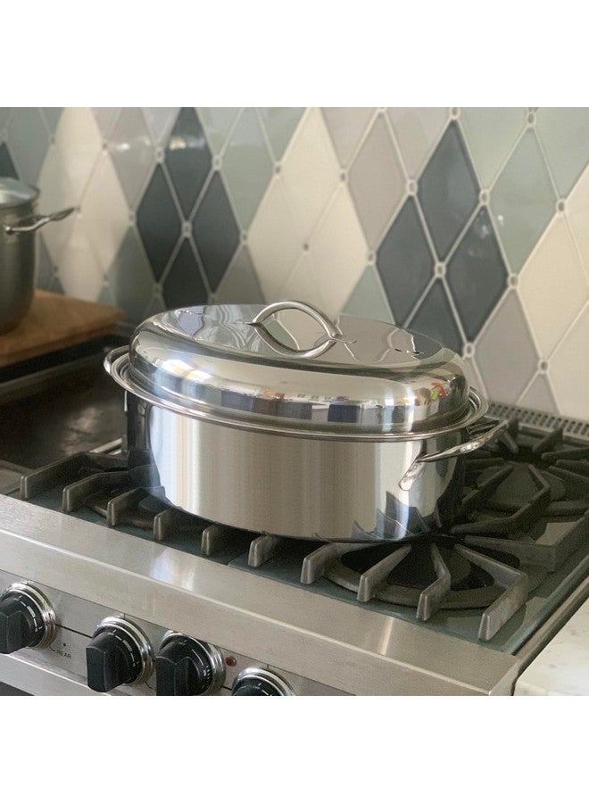 Fox Run Oval Roaster Set, Stainless Steel, 10-Quart - Image 5