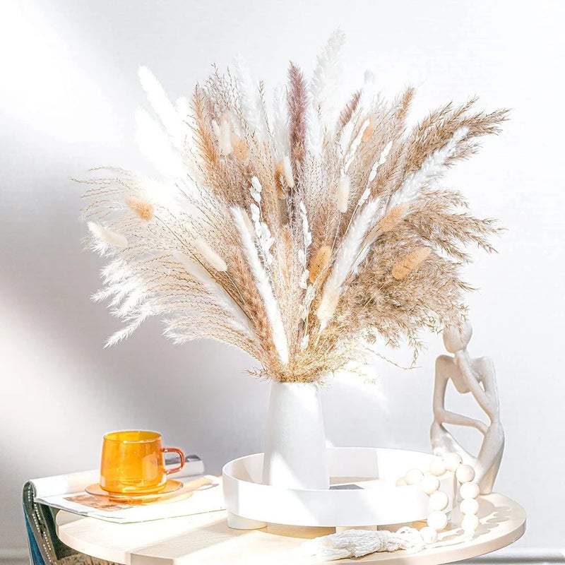 Bluejw G43 Pampas Grass Bouquet, 80pcs Natural Dried Phragmites Flowers for Wedding Home Decor, Valentine's Day Christmas Dried Plants - Image 2