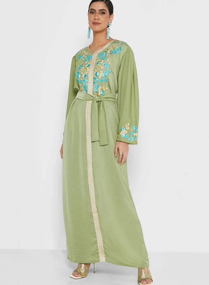 hayas closet Embellished Belted Jalabiya
