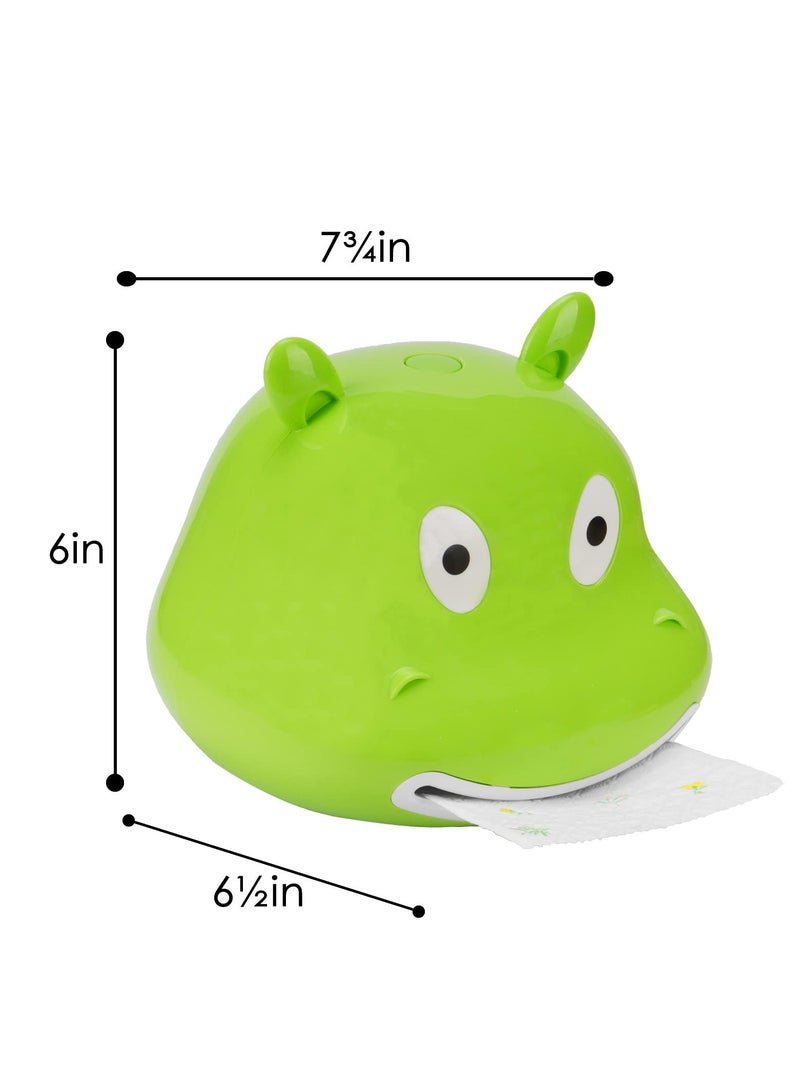 SYOSI Tissue Box Cover Holder Cartoon Hippo Self-Stick Wall Mount Waterproof Bathroom Decor for Child Bathroom, Children's Room Kitchen Dinner Table Restaurant (Green) - Image 4