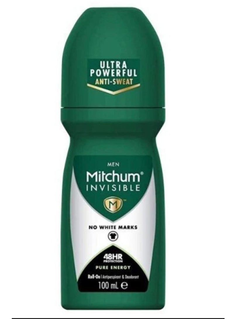 Mitchum Invisible Men Pure Energy 48HR Protection Roll On Anti-Perspirant & Deodorant 100 ml - Image 1