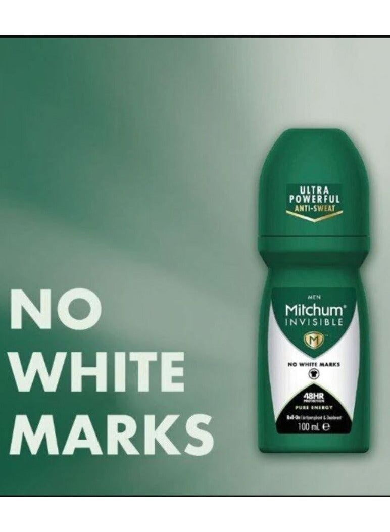 Mitchum Invisible Men Pure Energy 48HR Protection Roll On Anti-Perspirant & Deodorant 100 ml - Image 2