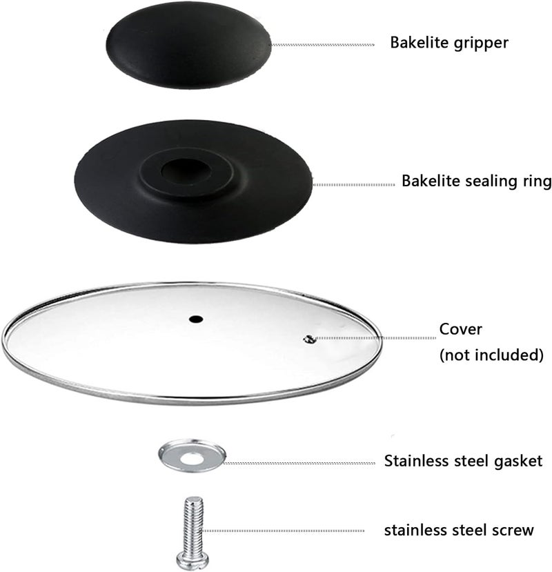 klarako Pan Lid Cover Knob Universal Replacement Pan Lid Pan Knob Handle Bakelite Pan Lid Antiklarako Scalding Knob Handle Saucepan Lid Handle Cookware Replacement Handles Circular Cover Knobs 5 Pcs - Image 2