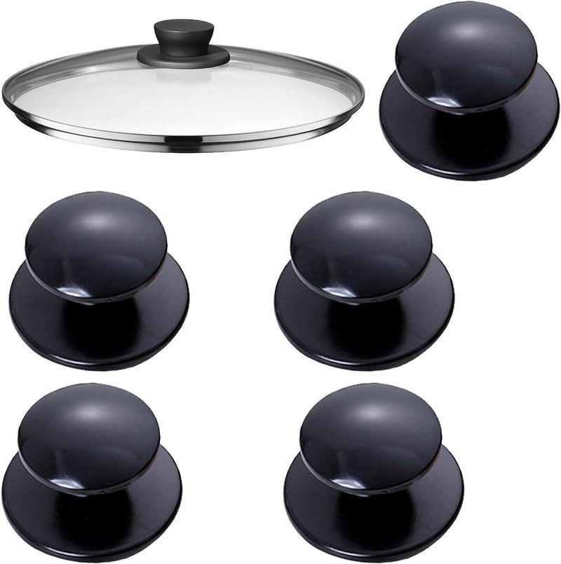 klarako Pan Lid Cover Knob Universal Replacement Pan Lid Pan Knob Handle Bakelite Pan Lid Antiklarako Scalding Knob Handle Saucepan Lid Handle Cookware Replacement Handles Circular Cover Knobs 5 Pcs - Image 1