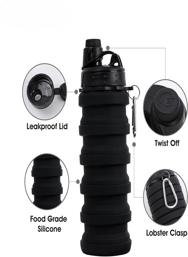 Kiditos Collapsible Expandable Silicone Sipper Water Bottle for Kids | Ideal for Sports, Trekking, Cycling, Gym & School Water With Snap Hook, Grey (1 Unit) - Image 2