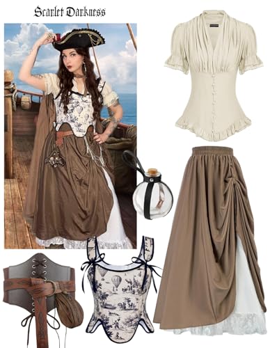 Scarlet Darkness Womens Work Tops Elegant Vintage Blouse Peplum Dressy Blouse Beige Button Down Shirt Beige S - Image 5