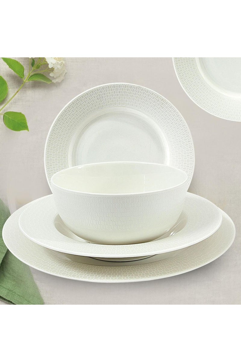 تراست طقم عشاء من البورسلين مكوّن من 32 قطعة باللون الأبيض؛ 8 قطع أطباق عشاء مقاس 27 سم، 8 قطع أطباق شوربة مقاس 22 سم، 8 قطع أطباق جانبية مقاس 20.5 سم، 8 قطع سلطانية مقاس 14 سم. - Image 2