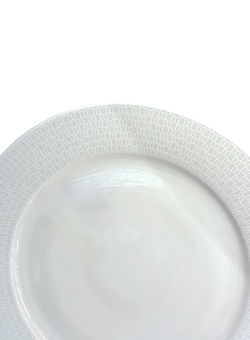 تراست طقم عشاء من البورسلين مكوّن من 32 قطعة باللون الأبيض؛ 8 قطع أطباق عشاء مقاس 27 سم، 8 قطع أطباق شوربة مقاس 22 سم، 8 قطع أطباق جانبية مقاس 20.5 سم، 8 قطع سلطانية مقاس 14 سم. - Image 3
