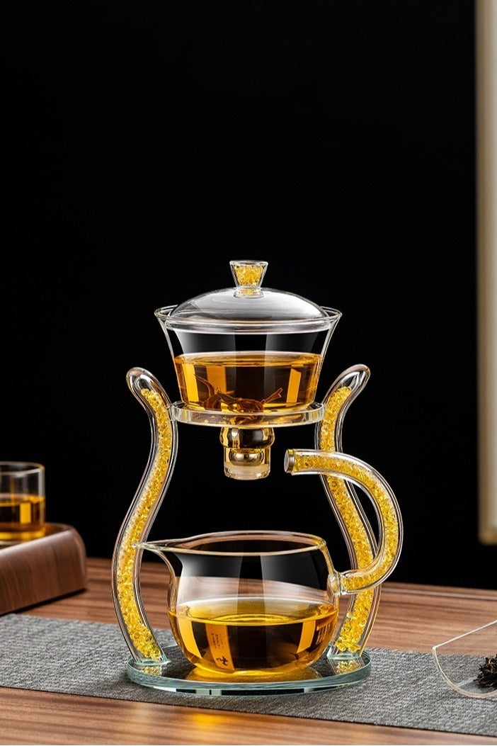 Yellow Diamond Glass Teapot Set Automatic Magnetic Kung Fu Teapot - Image 2