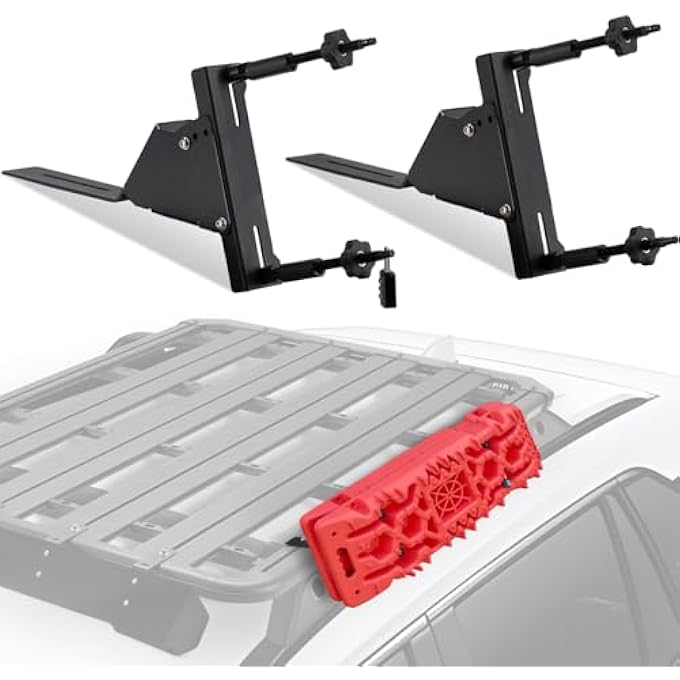 rayihni FieryRed Recovery Track Board Mounting Kit, Universal Traction Boards Mount Bracket, Side Mount for Roof Platform Rack with Lock for Overland Vehicle Roof Platform - Image 2