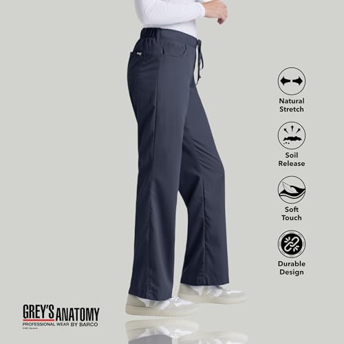 Barco Grey’s Anatomy by BARCO Classic Riley Scrub Pant for Women – Steel, 5-Pocket Mid-Rise Flared Leg Bottoms with Natural Stretch, Soil Release Fabric, and Super-Soft Finish – Small, Petite Fit - Image 3