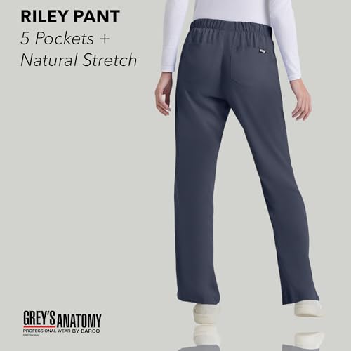Barco Grey’s Anatomy by BARCO Classic Riley Scrub Pant for Women – Steel, 5-Pocket Mid-Rise Flared Leg Bottoms with Natural Stretch, Soil Release Fabric, and Super-Soft Finish – Small, Petite Fit - Image 2