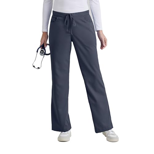 Barco Grey’s Anatomy by BARCO Classic Riley Scrub Pant for Women – Steel, 5-Pocket Mid-Rise Flared Leg Bottoms with Natural Stretch, Soil Release Fabric, and Super-Soft Finish – Small, Petite Fit - Image 1