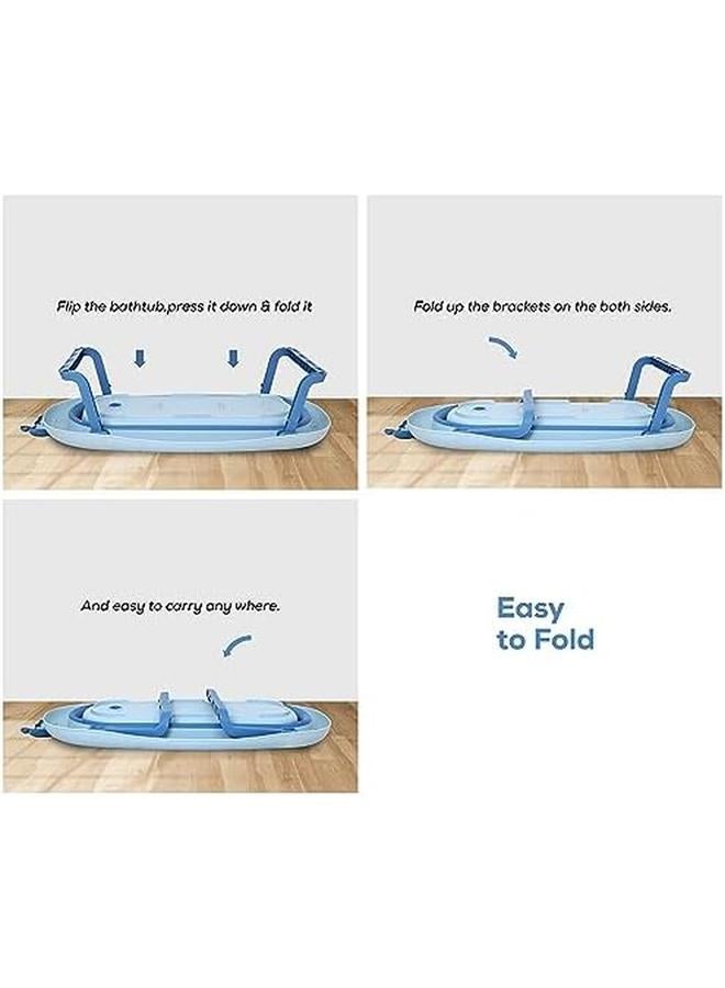نورتر حوض استحمام للأطفال قابل للطي مع حوض سباحة صغير للأطفال الصغار مع تصميم مانع للانزلاق حوض استحمام لحديثي الولادة باللون الأزرق الفاتح - Image 3