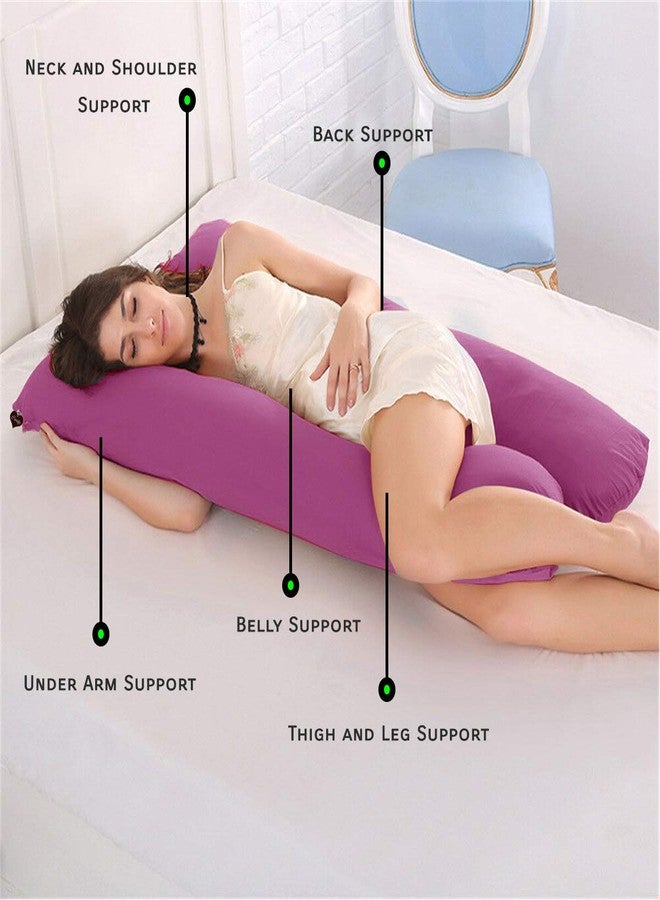 COOZLY Body Contour U Shape Prregnancy Pillows with 100% Cotton Zippered Covers | Pregnocare Microfibre| Pregnancy Pillow for Sleeping (Pink) - Image 3