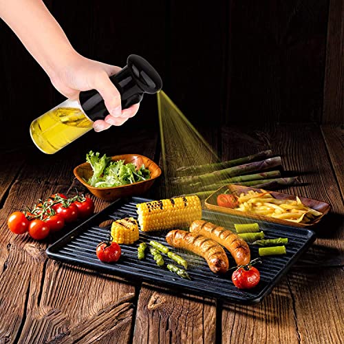 ZEVON Olive Oil Sprayer for Cooking, 200ml Glass Oil Dispenser Bottle Spray Mister, Salad,Baking,Grilling, Frying (Black, Pack of 1) - Image 2