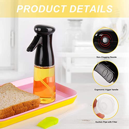 ZEVON Olive Oil Sprayer for Cooking, 200ml Glass Oil Dispenser Bottle Spray Mister, Salad,Baking,Grilling, Frying (Black, Pack of 1) - Image 5